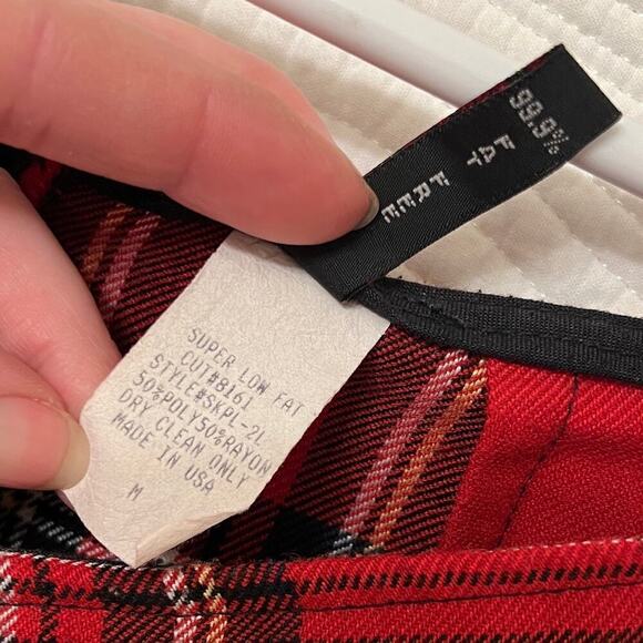 Super Low Fat Vintage 90s School Girl Plaid Mini Skirt Pleated Punk Red Academia - Picture 8 of 8